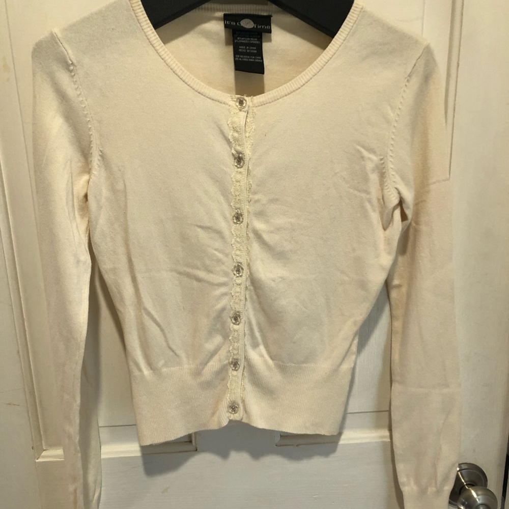 Cream Button Up Long Sleeve Sweater